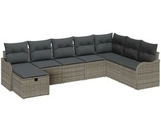 Lauko baldų komplektas Sodo Sofų Rinkinys su pagalve 8 pcs Pilka poliratanas