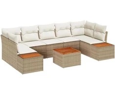 Sodo Sofų Rinkinys su pagalve 8 pcs Smėlio Poli ratanas
