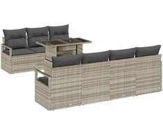 Sodo Sofų Rinkinys su saugykla 8 pcs Šviesiai pilka poliratanas