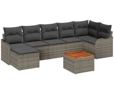 Lauko baldų komplektas Sodo Sofų Rinkinys su pagalve 8 pcs Pilka poliratanas