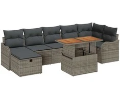 Lauko baldų komplektas Sodo Sofų Rinkinys su pagalve 8 pcs Pilka poliratanas