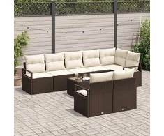 Lauko baldų komplektas Sofos komplektas 9 pcs Ruda poliratanas