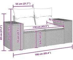 Lauko baldų komplektas Sodo Sofų Rinkinys 8 pcs Juoda poliratanas