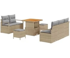 Lauko baldų komplektas Sodo Sofų Rinkinys su pagalve 8 pcs Smėlio poliratanas