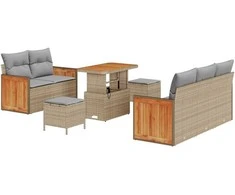 Sodo Sofų Rinkinys su pagalve 8 pcs Bežinė ir šviesiai pilka