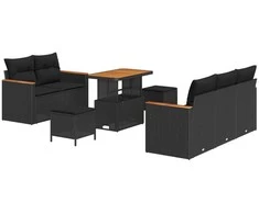 Lauko baldų komplektas Sodo Sofų Rinkinys 8 pcs Juoda poliratanas