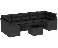 Sodo Sofų Rinkinys Juoda 55 x 55 x 37 cm poliratanas