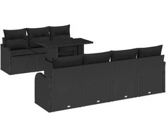 Sodo Sofų Rinkinys su pagalve 8 pcs Juoda Poli ratanas