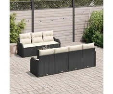 Sodo Sofų Rinkinys Juoda 55 x 55 x 37 cm poliratanas