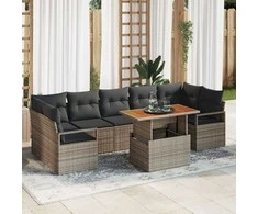 Sodo Sofų Rinkinys su pagalve 8 pcs Pilka ir ruda