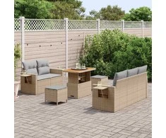 Lauko baldų komplektas Sodo Sofų Rinkinys su pagalve 8 pcs Smėlio poliratanas