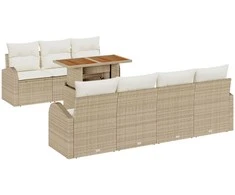 Lauko baldų komplektas Sodo Sofų Rinkinys su saugykla 8 pcs Smėlio Poli ratanas