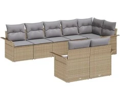 Lauko baldų komplektas Sodo Sofų Rinkinys su saugykla 8 pcs Smėlio poliratanas