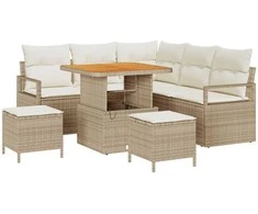 Sodo Sofų Rinkinys su pagalve 8 pcs Bežinė ir kreminė