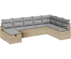 Sofos komplektas 8 pcs Bežinė ir šviesiai pilka poliratanas