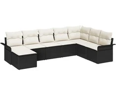 Sodo Sofų Rinkinys su pagalve 8 pcs Juoda Poli ratanas