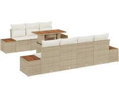 Lauko baldų komplektas Sodo Sofų Rinkinys su saugykla 8 pcs Smėlio Poli ratanas