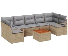 Lauko baldų komplektas Sodo Sofų Rinkinys su pagalve 8 pcs Smėlio poliratanas