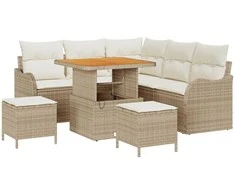 Sodo Sofų Rinkinys su pagalve 8 pcs Bežinė ir kreminė