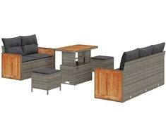 Sodo Sofų Rinkinys su pagalve 8 pcs Pilka
