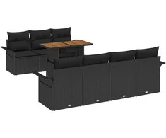 Lauko baldų komplektas Sodo Sofų Rinkinys su saugykla 8 pcs Juoda Poli ratanas