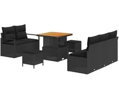 Sodo Sofų Rinkinys su pagalve su saugykla 8 pcs Juoda