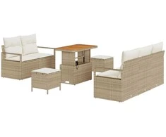 Sodo Sofų Rinkinys su pagalve 8 pcs Bežinė ir kreminė