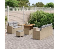 Lauko baldų komplektas Sodo Sofų Rinkinys 8 pcs smėlio ir šviesiai pilkos spalvos