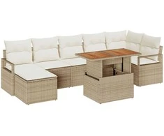 Sodo valgomojo komplektas su pagalve 8 pcs Bežinė ir kreminė