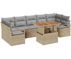 Sodo Sofų Rinkinys su pagalve 8 pcs Bežinė ir pilka