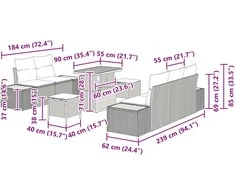 Lauko baldų komplektas Sodo Sofų Rinkinys 8 pcs Juoda poliratanas