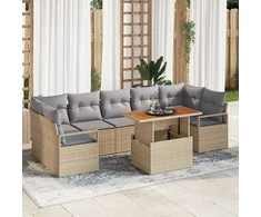Sodo Sofų Rinkinys su pagalve 8 pcs Bežinė ir pilka