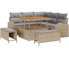 Sodo Sofų Rinkinys su pagalve 8 pcs Bežinė ir šviesiai pilka