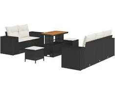 Lauko baldų komplektas Sodo Sofų Rinkinys 8 pcs Juoda poliratanas