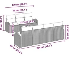 Sodo Sofų Rinkinys 8 pcs Juoda Poli ratanas, plienas ir stiklas