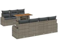 Lauko baldų komplektas Sodo Sofų Rinkinys su saugykla 8 pcs Pilka Poli ratanas