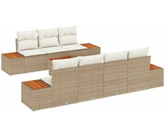 Lauko baldų komplektas Sodo Sofų Rinkinys su pagalve 8 pcs Smėlio Poli ratanas
