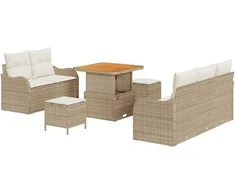 Sodo Sofų Rinkinys su pagalve 8 pcs Bežinė ir kreminė