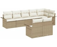 Lauko baldų komplektas Sodo Sofų Rinkinys su pagalve 8 pcs Smėlio poliratanas