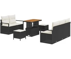 Sodo Sofų Rinkinys su pagalve 8 pcs Juoda ir kreminė