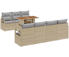 Sodo Sofų Rinkinys su pagalve su pagalve 8 pcs Bežinė ir pilka