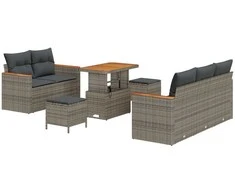 Lauko baldų komplektas Sodo Sofų Rinkinys 8 pcs Pilka poliratanas