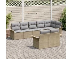 Lauko baldų komplektas Sodo Sofų Rinkinys su pagalve 8 pcs Smėlio poliratanas