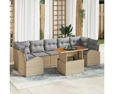 Sodo Sofų Rinkinys 8 pcs smėlio ir šviesiai pilkos spalvos