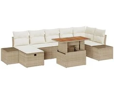 Lauko baldų komplektas Sodo Sofų Rinkinys 8 pcs Smėlio poliratanas