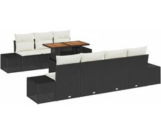 Sodo valgomojo komplektas su pagalve 8 pcs Juoda ir kreminė