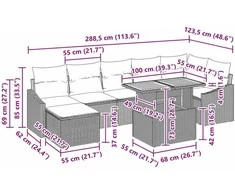 Sodo valgomojo komplektas su pagalve 8 pcs Bežinė ir pilka