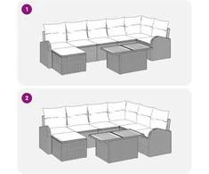 Sodo Sofų Rinkinys su pagalve 8 pcs Pilka