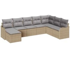 Lauko baldų komplektas Sodo Sofų Rinkinys 8 pcs smėlio ir šviesiai pilkos spalvos