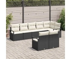 Lauko baldų komplektas Sofos komplektas 8 pcs Juoda poliratanas